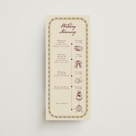 Tall Wedding Weekend Itinerary Cards