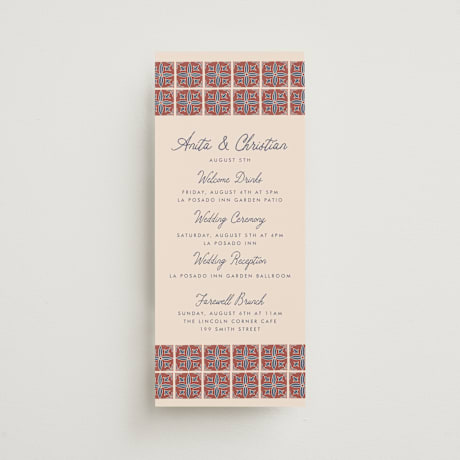 Tall Wedding Weekend Itinerary Cards