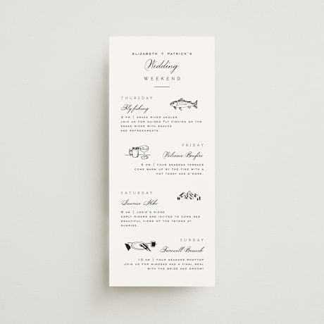 Tall Wedding Weekend Itinerary Cards