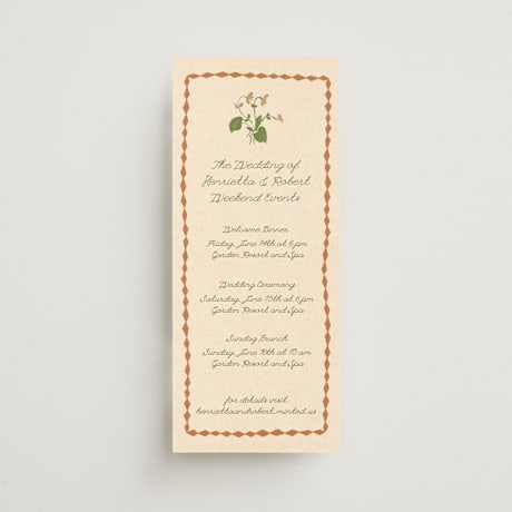 Tall Wedding Weekend Itinerary Cards