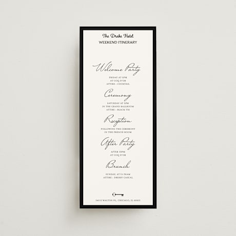 Tall Wedding Weekend Itinerary Cards