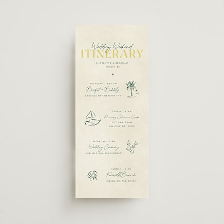 Tall Wedding Weekend Itinerary Cards