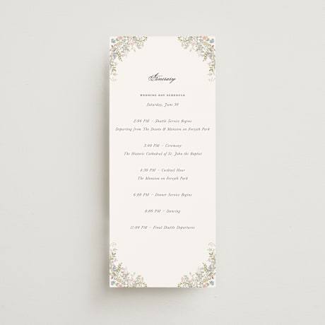 Tall Wedding Weekend Itinerary Cards