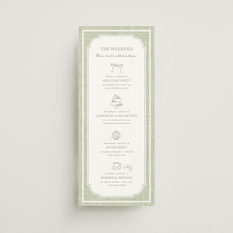 Tall Wedding Weekend Itinerary Cards