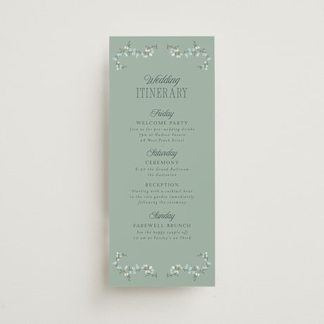 Tall Wedding Weekend Itinerary Cards
