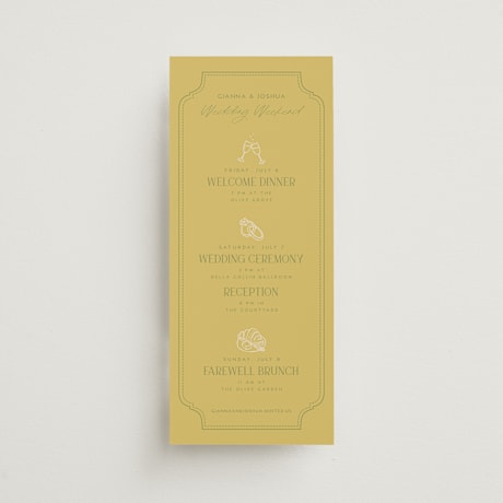 Tall Wedding Weekend Itinerary Cards