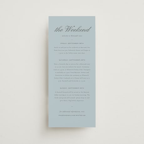 Tall Wedding Weekend Itinerary Cards