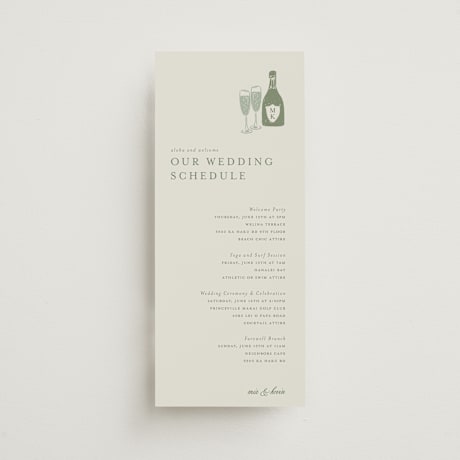 Tall Wedding Weekend Itinerary Cards