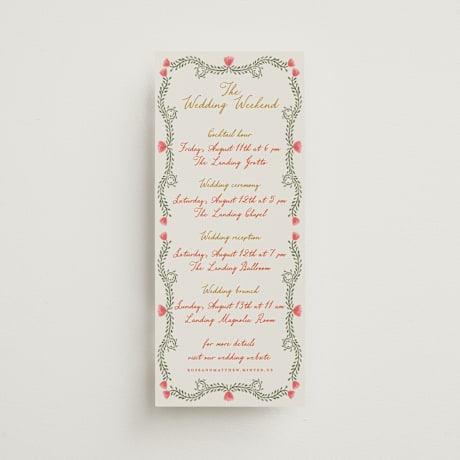 Tall Wedding Weekend Itinerary Cards
