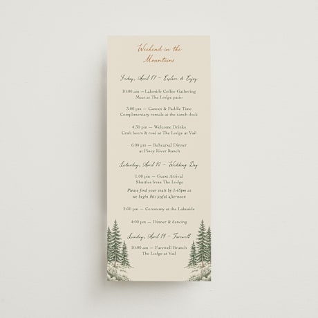 Tall Wedding Weekend Itinerary Cards