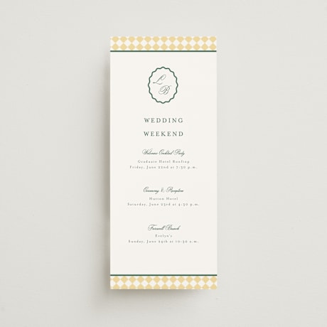 Tall Wedding Weekend Itinerary Cards