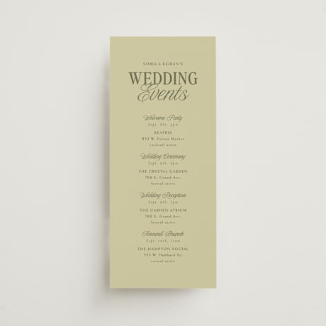 Tall Wedding Weekend Itinerary Cards