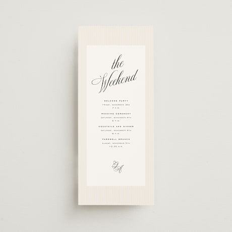 Tall Wedding Weekend Itinerary Cards