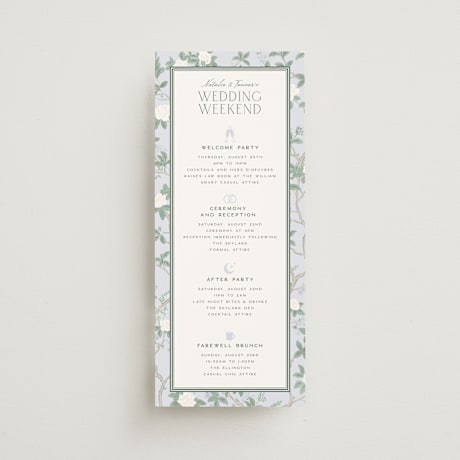 Tall Wedding Weekend Itinerary Cards