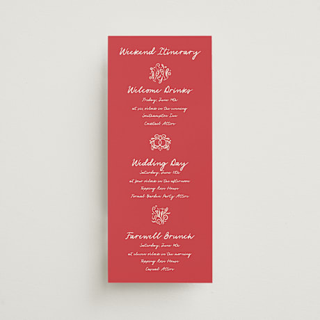 Tall Wedding Weekend Itinerary Cards