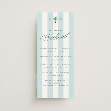 Tall Wedding Weekend Itinerary Cards
