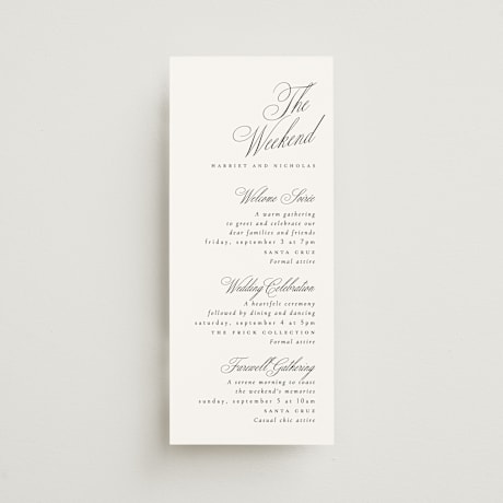 Tall Wedding Weekend Itinerary Cards