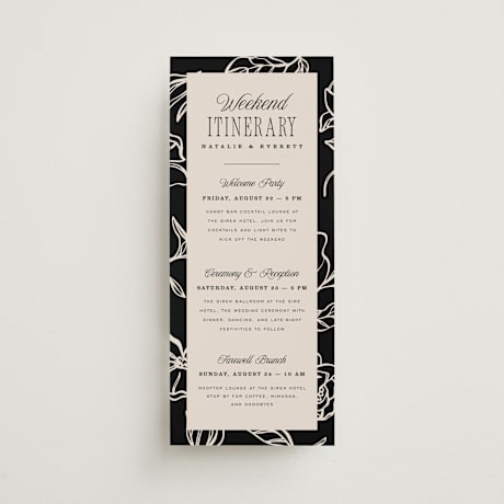 Tall Wedding Weekend Itinerary Cards
