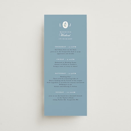 Tall Wedding Weekend Itinerary Cards