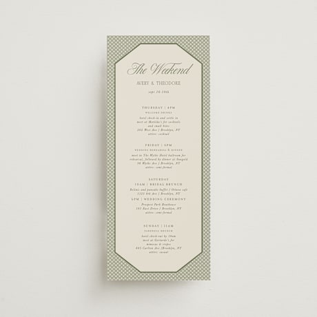 Tall Wedding Weekend Itinerary Cards