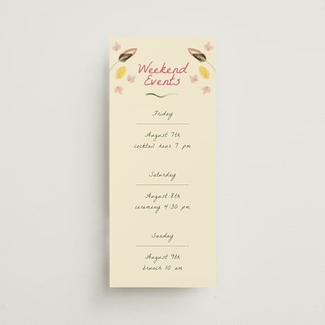 Tall Wedding Weekend Itinerary Cards