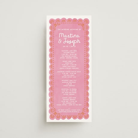 Tall Wedding Weekend Itinerary Cards