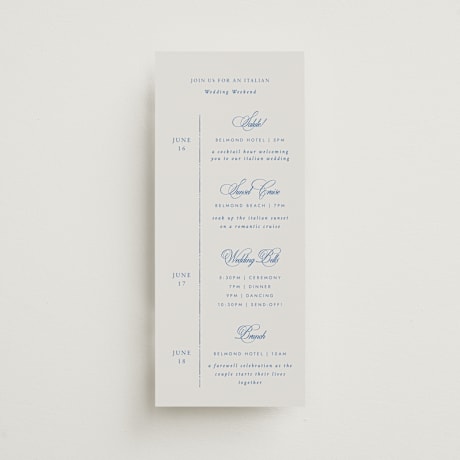 Tall Wedding Weekend Itinerary Cards