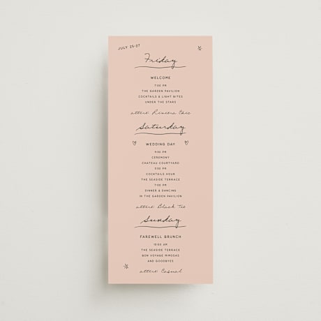 Tall Wedding Weekend Itinerary Cards
