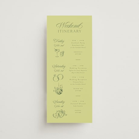 Tall Wedding Weekend Itinerary Cards