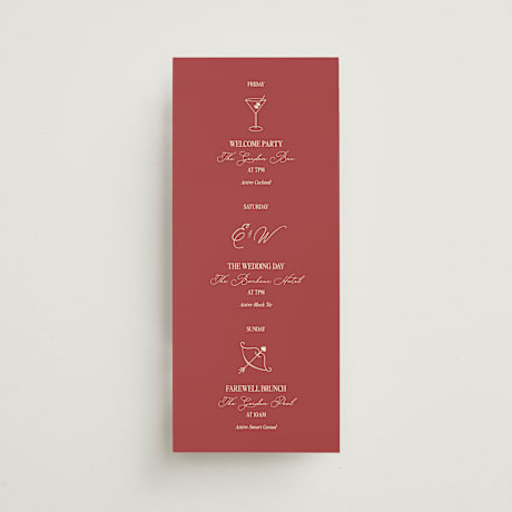 Tall Wedding Weekend Itinerary Cards
