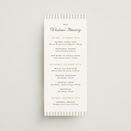 Tall Wedding Weekend Itinerary Cards