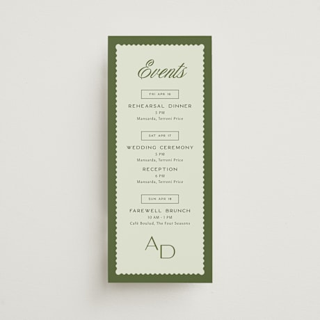 Tall Wedding Weekend Itinerary Cards
