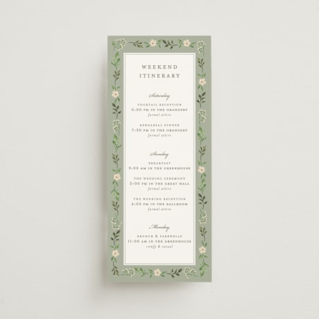 Tall Wedding Weekend Itinerary Cards