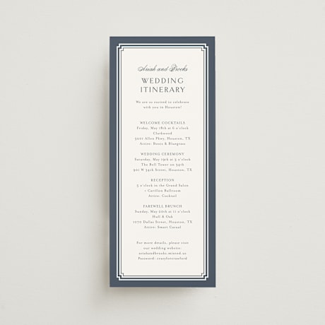 Tall Wedding Weekend Itinerary Cards