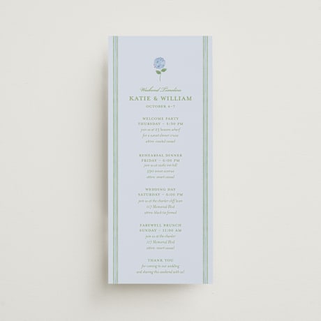 Tall Wedding Weekend Itinerary Cards