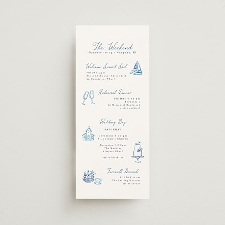 Tall Wedding Weekend Itinerary Cards