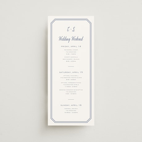 Tall Wedding Weekend Itinerary Cards