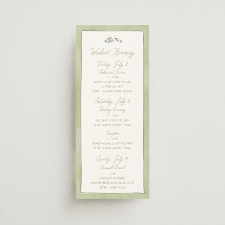 Tall Wedding Weekend Itinerary Cards