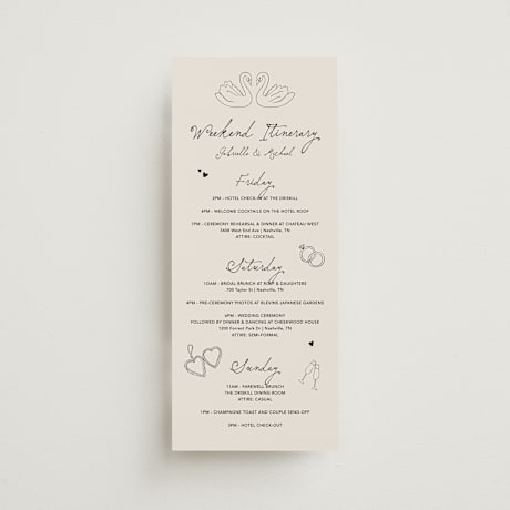 Tall Wedding Weekend Itinerary Cards