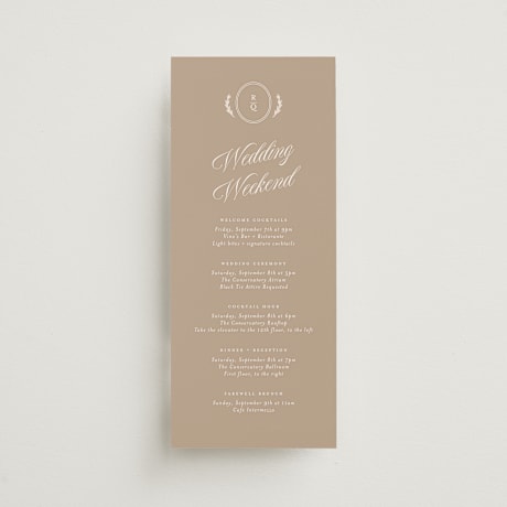 Tall Wedding Weekend Itinerary Cards