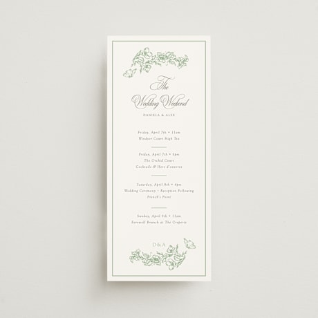 Tall Wedding Weekend Itinerary Cards