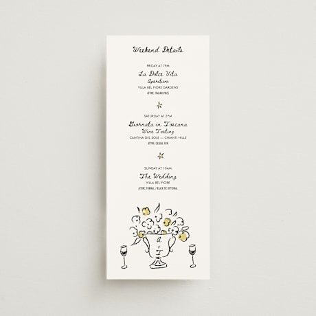 Tall Wedding Weekend Itinerary Cards
