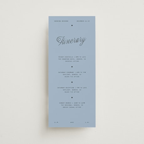 Tall Wedding Weekend Itinerary Cards