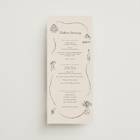 Tall Wedding Weekend Itinerary Cards