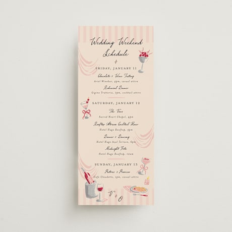 Tall Wedding Weekend Itinerary Cards
