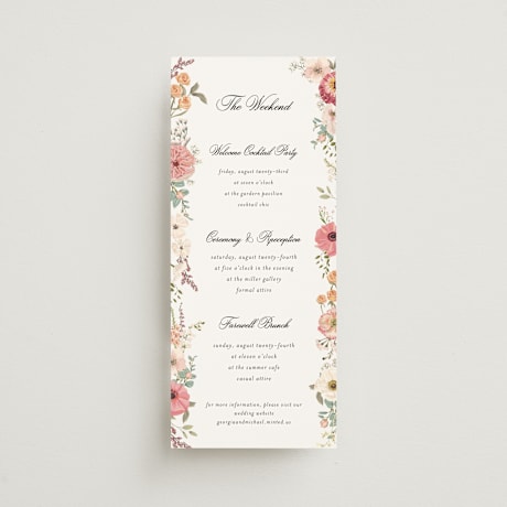 Tall Wedding Weekend Itinerary Cards