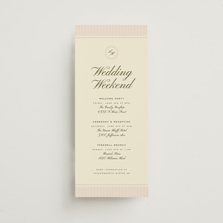 Tall Wedding Weekend Itinerary Cards