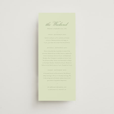 Tall Wedding Weekend Itinerary Cards