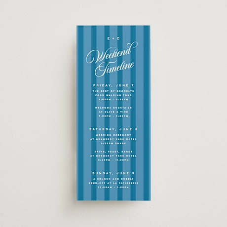 Tall Wedding Weekend Itinerary Cards