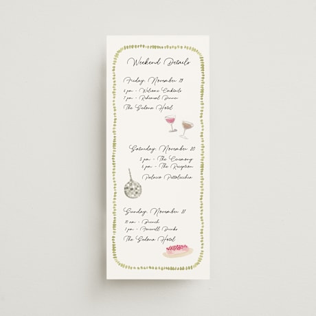 Tall Wedding Weekend Itinerary Cards